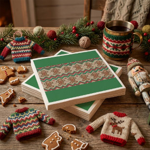 Gebreide kerstman kerstpatroon servet