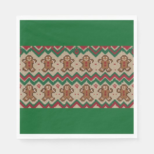 Gebreide kerstman kerstpatroon  servet (Voorkant)