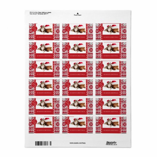 Gebreide Kerstmis Etiket (Full Sheet)