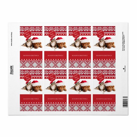 Gebreide Kerstmis Etiket (Full Sheet)