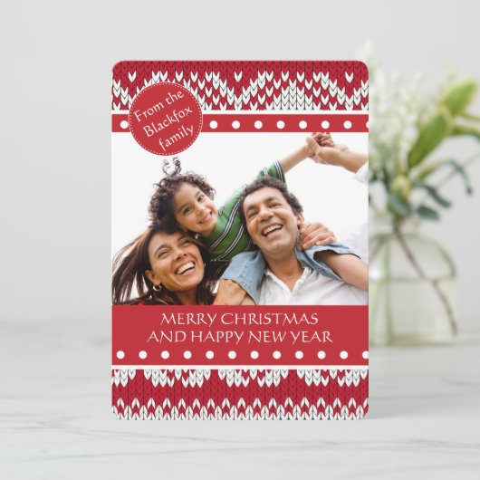 Gebreide Kerstmis Feestdagenkaart (Staand voorkant)