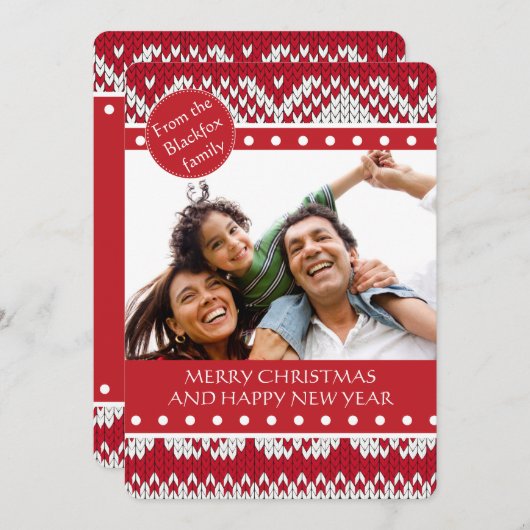 Gebreide Kerstmis Feestdagenkaart (Voorkant / Achterkant)