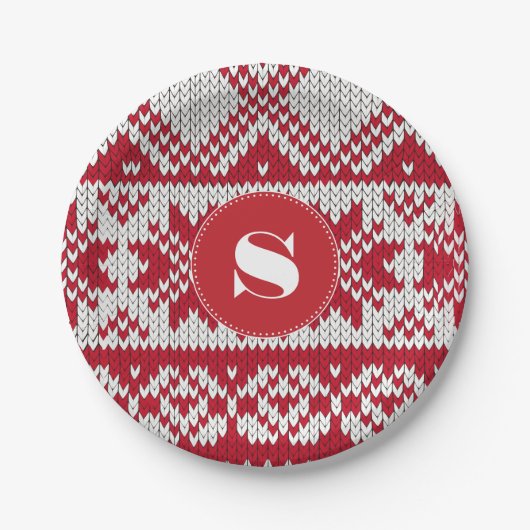 Gebreide Kerstmis Papieren Bordje (Voorkant)