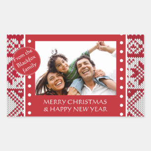 Gebreide Kerstmis Rechthoekige Sticker