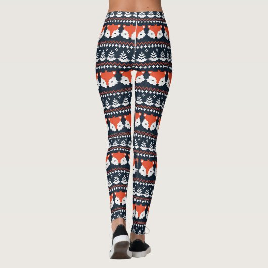 Gebreide Kerstmis Ugly Sweater Fox Leggings (Achterkant)