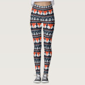 Gebreide Kerstmis Ugly Sweater Fox Leggings (Voorkant)