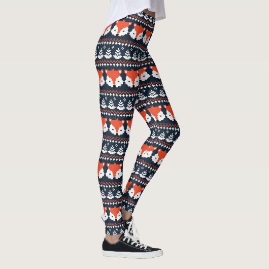 Gebreide Kerstmis Ugly Sweater Fox Leggings (Rechts)