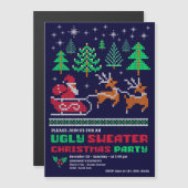 Gebreide kerstpatroon lelijke trui kerstfeest magnetische uitnodiging (Voorkant / Achterkant)