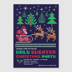 Gebreide kerstpatroon lelijke trui kerstfeest magnetische uitnodiging