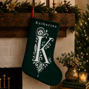 Gebreide Kruidige Monogram Kous met Naam Kleine Kerstsok