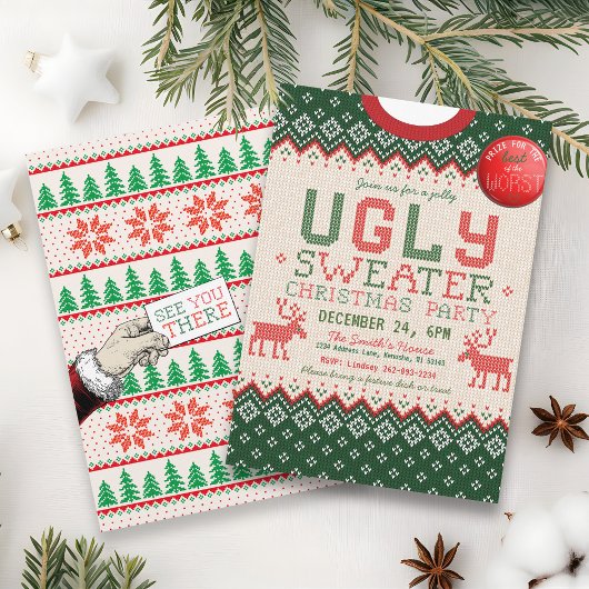Gebreide lelijke trui kerstfeest uitnodiging