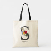 Gebreide Letter S Bloemboeket Tote Bag (Achterkant)