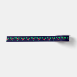 Gebreide Mistletoe Patroon op Navy Blue Christmas Satijnen Lint