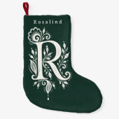 Gebreide muts met botanisch monogram met de letter kleine kerstsok (Voorkant)