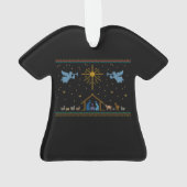 Gebreide nativiteit Ugly Kerstkeuken Religieus Ornament (achterkant)