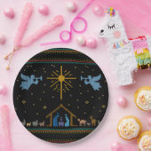 Gebreide nativiteit Ugly Kerstkeuken Religieus Papieren Bordje (Feest)