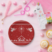 Gebreide nativiteit Ugly Kerstkeuken Religieus Papieren Bordje (Feest)