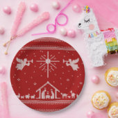 Gebreide nativiteit Ugly Kerstkeuken Religieus Papieren Bordje (Feest)