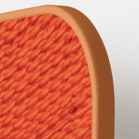 Gebreide oranje wol pickleball paddle (Links Detail)
