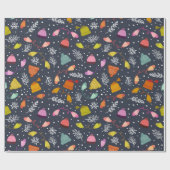 Gebreide Petten en Mittens Dark Blue Winter Patter Cadeaupapier (Vlak)