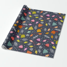 Gebreide Petten en Mittens Dark Blue Winter Patter Cadeaupapier