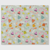 Gebreide Petten en Mittens Winter Pattern Cadeaupapier (Vlak)