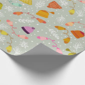 Gebreide Petten en Mittens Winter Pattern Cadeaupapier (Hoek)