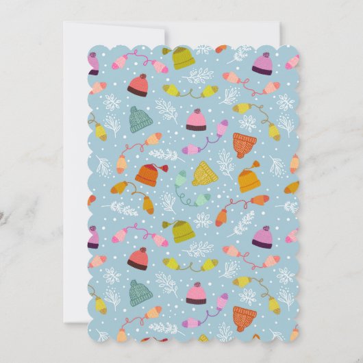 Gebreide Petten en Mittens Winter Set Kaart (Achterkant)