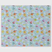 Gebreide Petten en wanten Blauw Winterpatroon Cadeaupapier (Vlak)