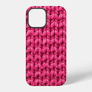 Gebreide roze achtergrond. Structuur van garen. Ve iPhone 12 Hoesje