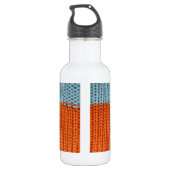 Gebreide Sinaasappel en Blauwgroen wol Waterfles (Achterkant)