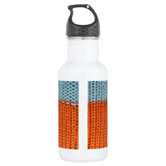 Gebreide Sinaasappel en Blauwgroen wol Waterfles (Achterkant)