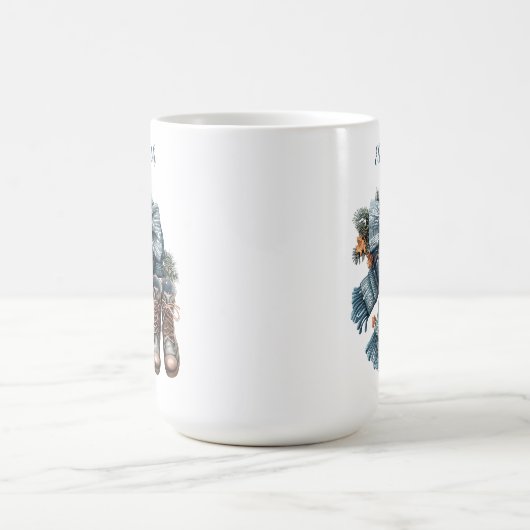 Gebreide Sjaal Snowflakes Laarzen Winter Kleuren Koffiemok (Center)