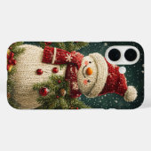 Gebreide Sneeuwman Feestelijke Evergreen Branches Case-Mate iPhone Case (Achterkant (horizontaal))