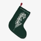 Gebreide sok met botanisch monogram van de letter  kleine kerstsok (Voorkant (Hangend))