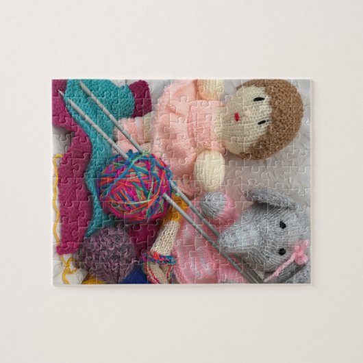 Gebreide speelgoed en breiwerk legpuzzel (Horizontaal)