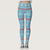 Gebreide Steek 10 Kerstbomen Blauw Rood ID208 Leggings (Voorkant)