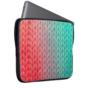 Gebreide Steek Achtergrond in Verlopende Kleuren Laptop Sleeve