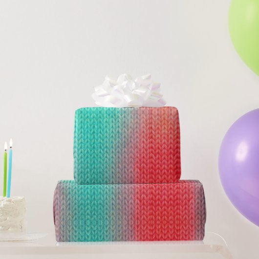 Gebreide steken in verloopkleuren cadeaupapier (Feestgeschenken)