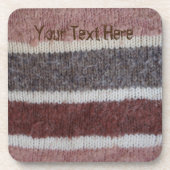 gebreide strips met bruin en beige stijl bier onderzetter (Voorkant)