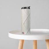 Gebreide trui gezellige trui geborduurde initialen thermosbeker