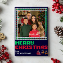 Gebreide Trui Xmas Patroon Vrolijke Kerstfoto