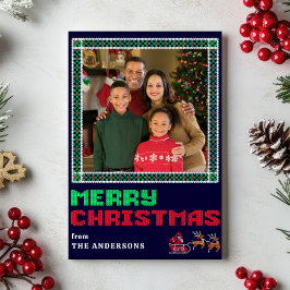 Gebreide Trui Xmas Patroon Vrolijke Kerstfoto Feestdagenkaart