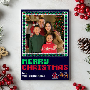 Gebreide Trui Xmas Patroon Vrolijke Kerstfoto Feestdagenkaart