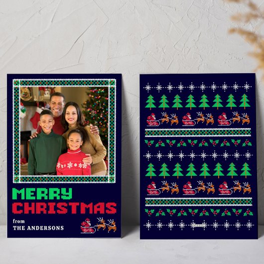 Gebreide Trui Xmas Patroon Vrolijke Kerstfoto Feestdagenkaart