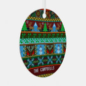 Gebreide Ugly KerstSweater Reindeer | Naam Metalen Ornament (Voorkant Rechts)