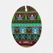 Gebreide Ugly KerstSweater Reindeer | Naam Metalen Ornament (Voorkant links)