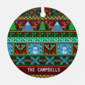 Gebreide Ugly KerstSweater Reindeer | Naam Metalen Ornament (Achterkant)