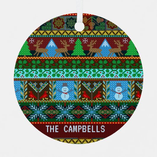 Gebreide Ugly KerstSweater Reindeer | Naam Metalen Ornament (Voorkant)