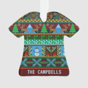 Gebreide Ugly KerstSweater Reindeer   Naam Ornament